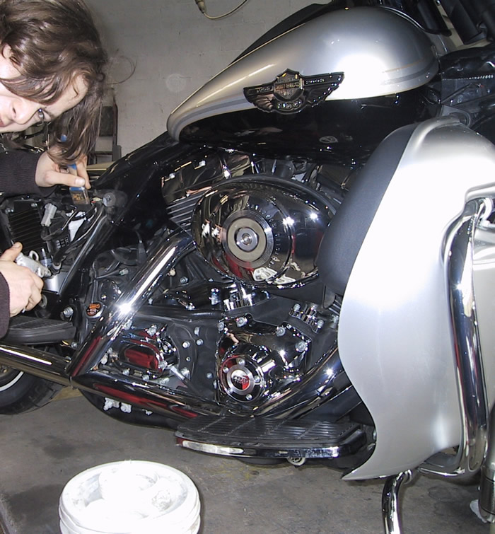 Mit feinen Pinseln werden auch unzug&auml;ngliche Stellen gereinigt.